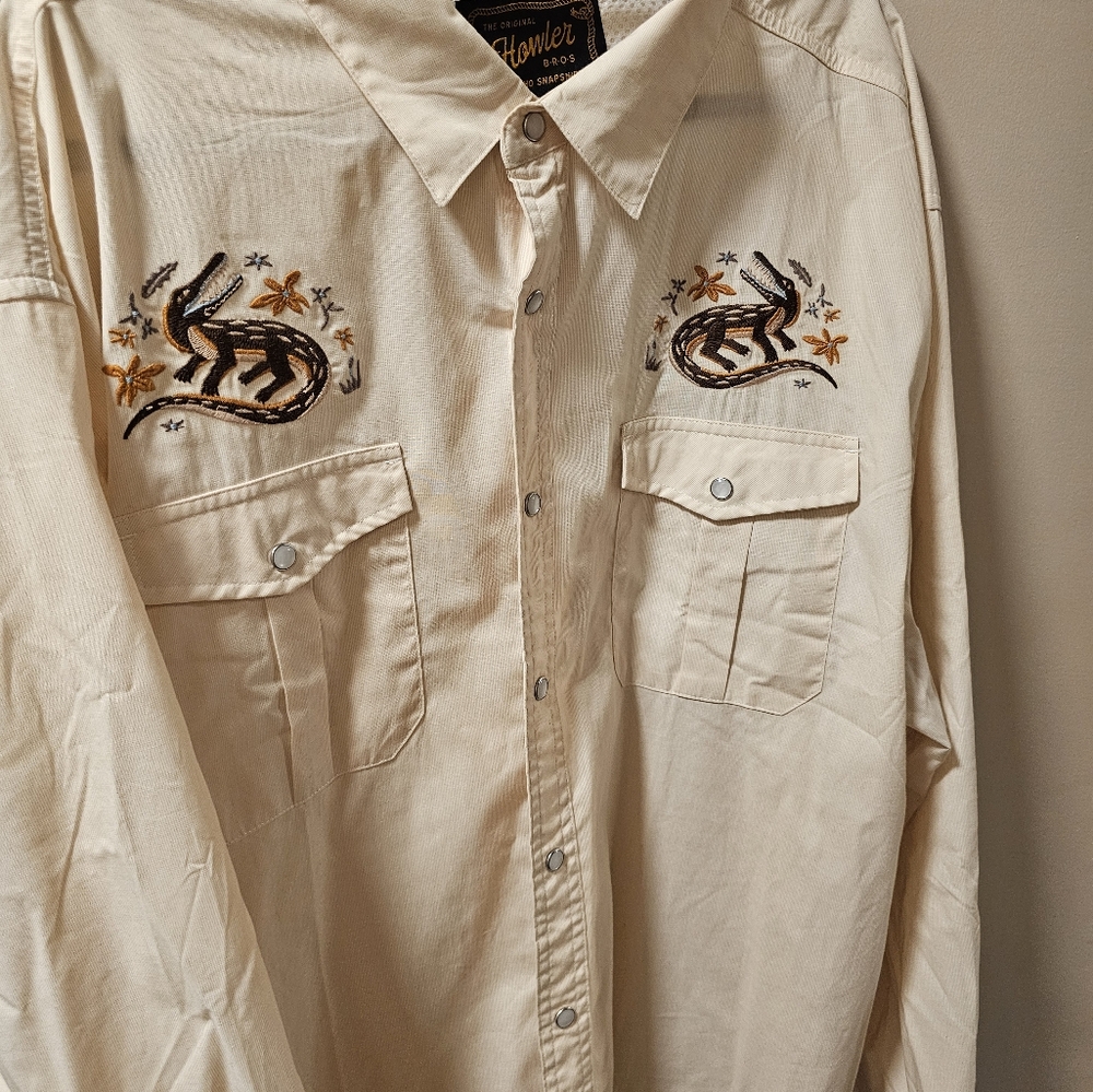 Howler Brothers gaucho snap shirt XXL long sleeve pearl snaps